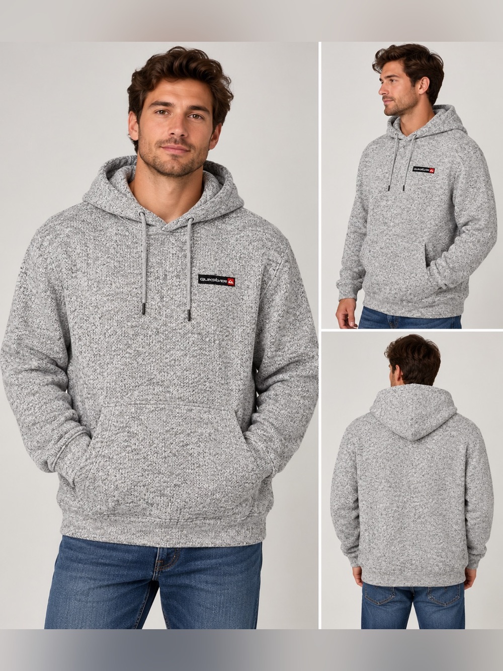 Quiksilver XXL Gray Heather Knit Pullover Hoodie
